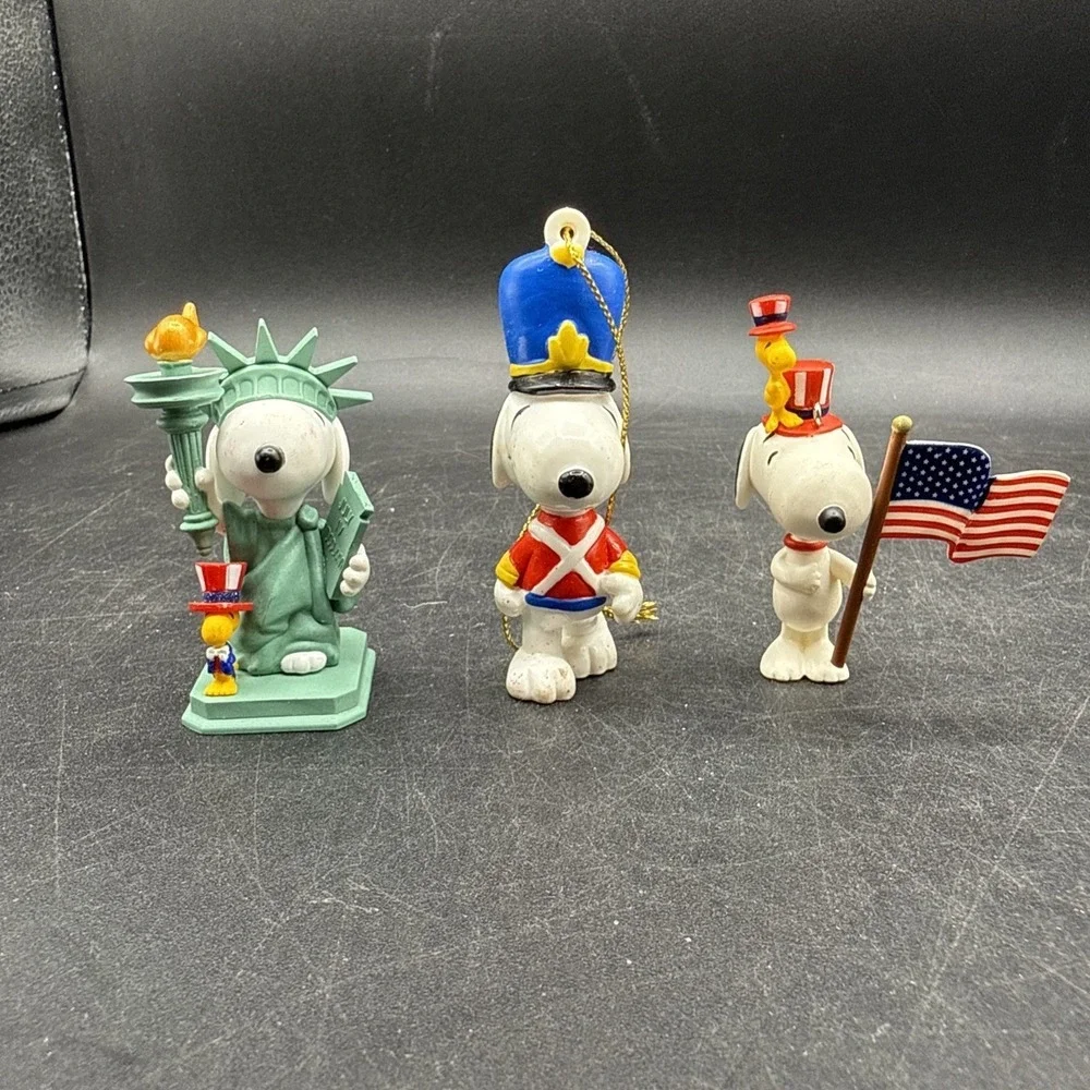 Hallmark Snoopy Patriotic Ornaments Lot 3 Liberty Soldier OS Small Americana